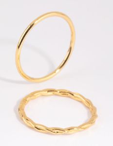 Gold Plated Sterling Silver Ring Pack sold by lovisa
