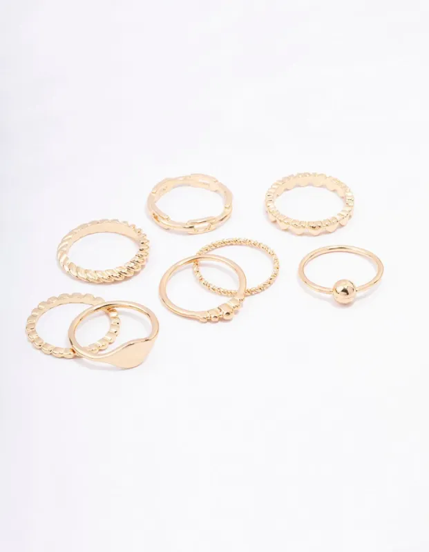 Gold Pattern Heart Ring Pack sold by lovisa