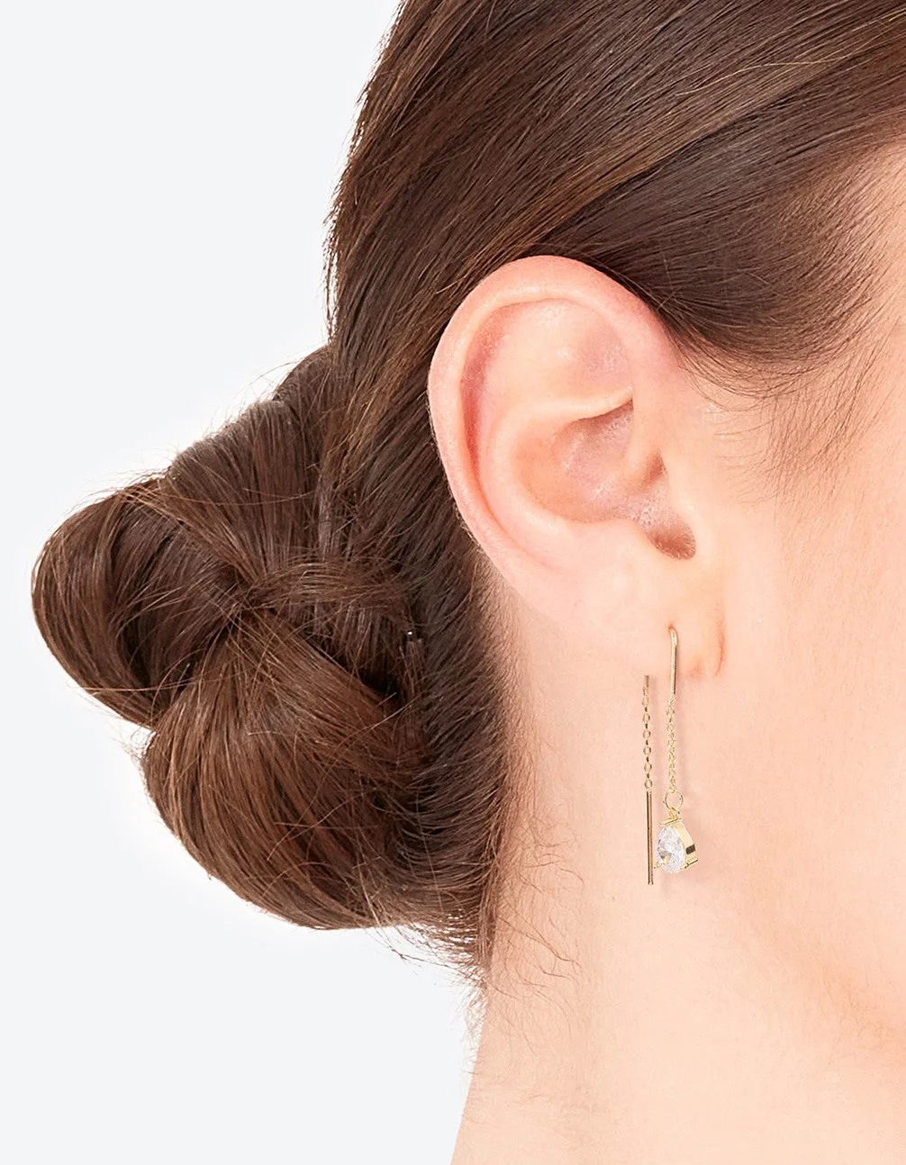 Gold Plated Cubic Zirconia Teardrop Thread Earrings sold by lovisa product image thumbnail 5