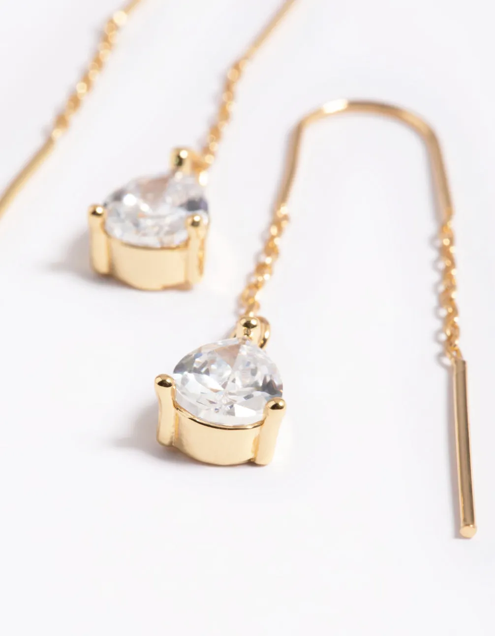 Gold Plated Cubic Zirconia Teardrop Thread Earrings sold by lovisa product image thumbnail 3