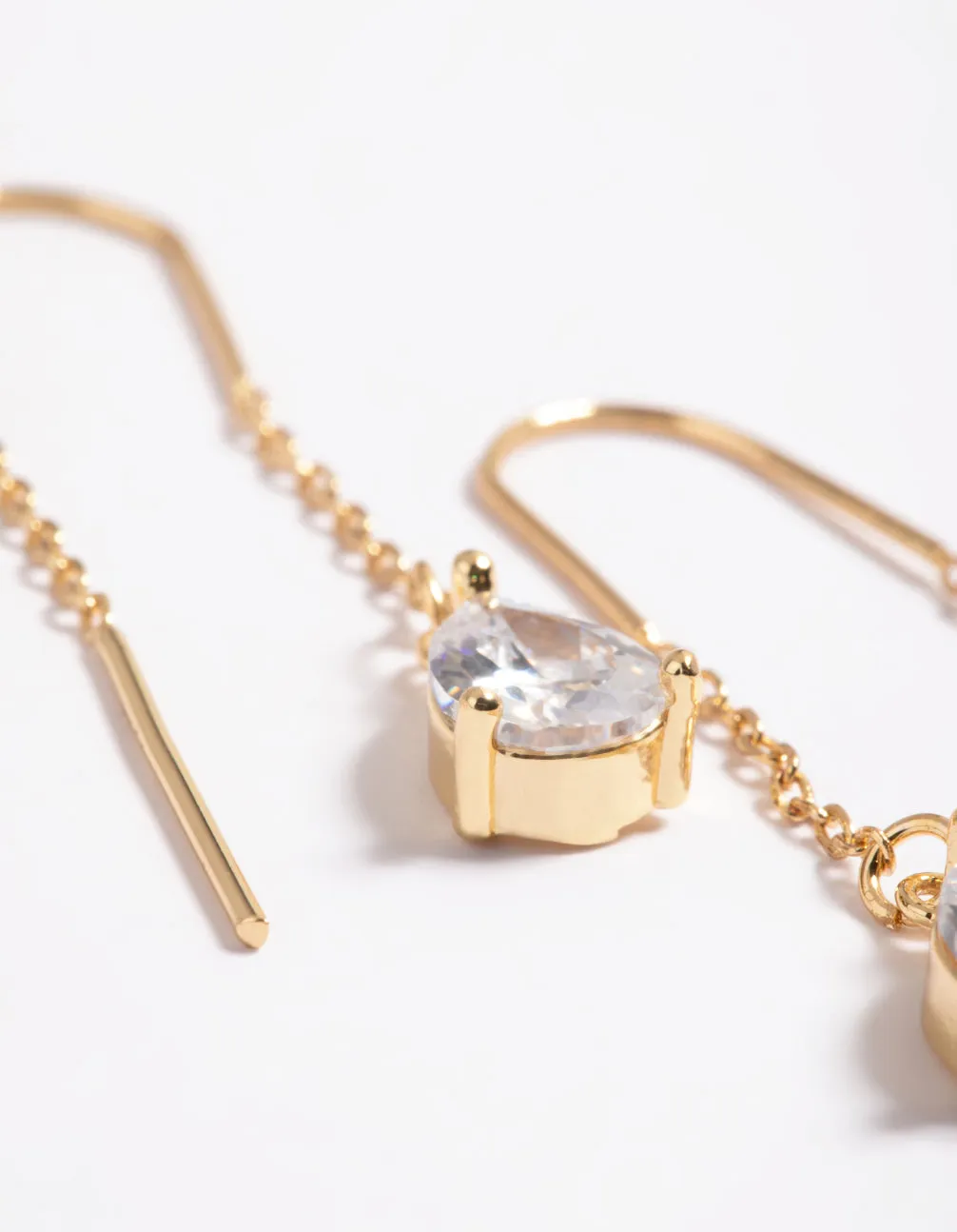 Gold Plated Cubic Zirconia Teardrop Thread Earrings sold by lovisa product image thumbnail 2