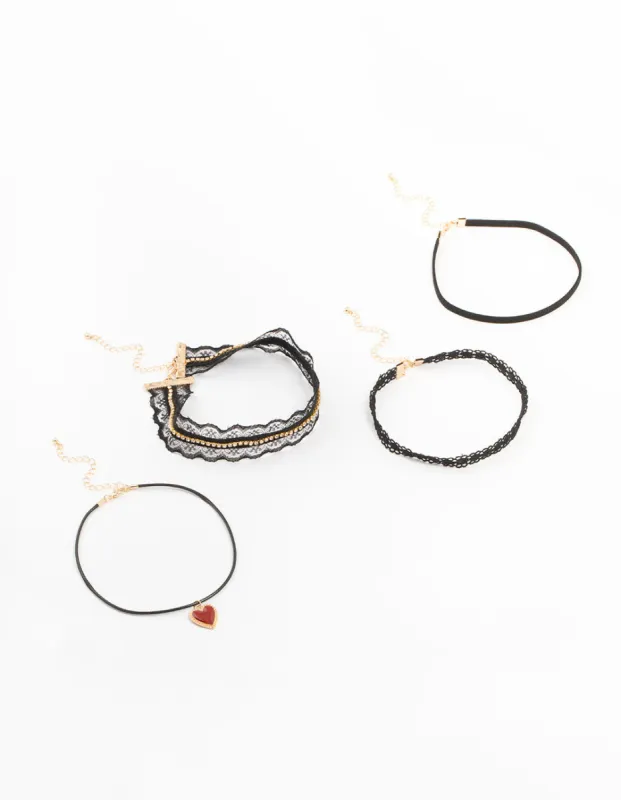 Fabric Choker Necklace 4-Pack sold by lovisa