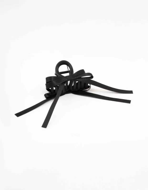 Black Mixed Ribbon Bow Hair Claw Clip sold by lovisa