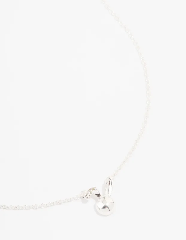 Silver Bunny Ear Pendant Necklace sold by lovisa