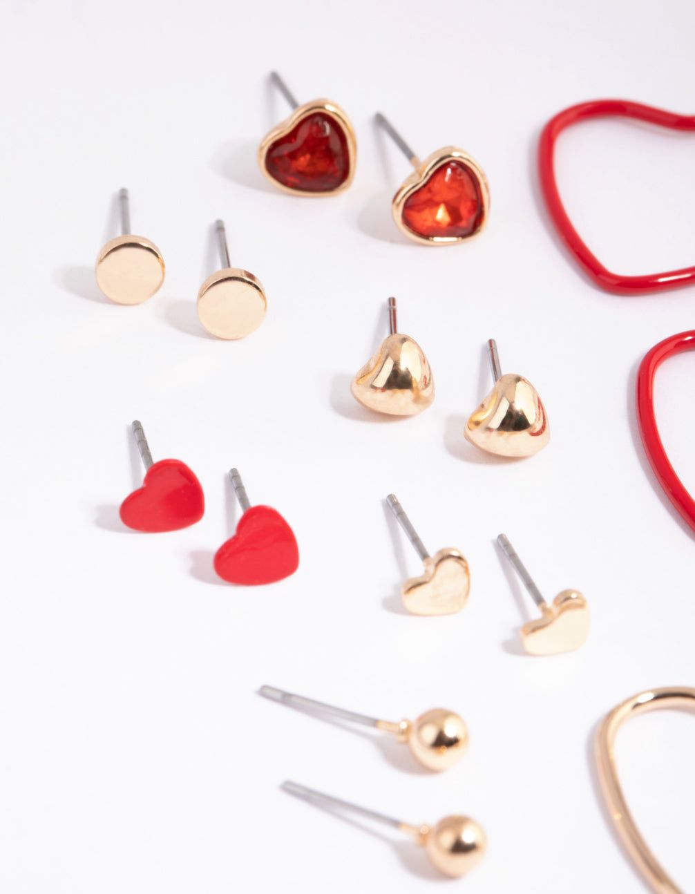 Red & Gold Heart Hoop & Stud Earring Pack sold by lovisa product image thumbnail 3