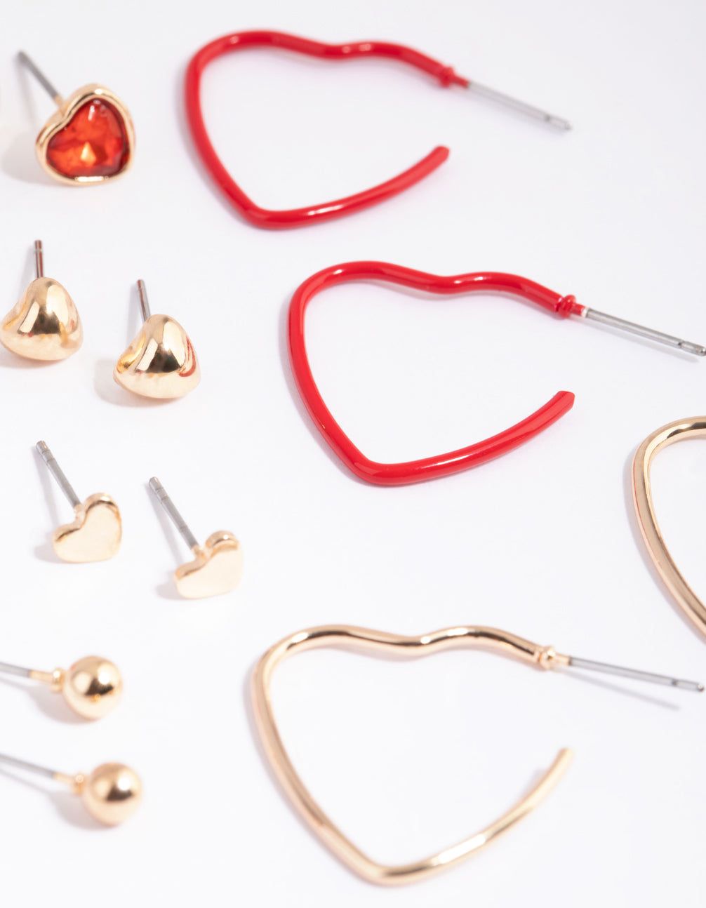 Red & Gold Heart Hoop & Stud Earring Pack sold by lovisa product image thumbnail 2