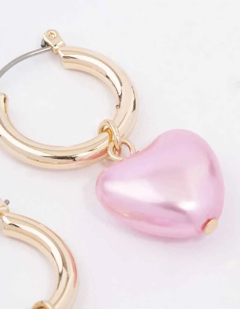 Gold Chrome Pink Heart Hoop Earrings sold by lovisa product image thumbnail 3