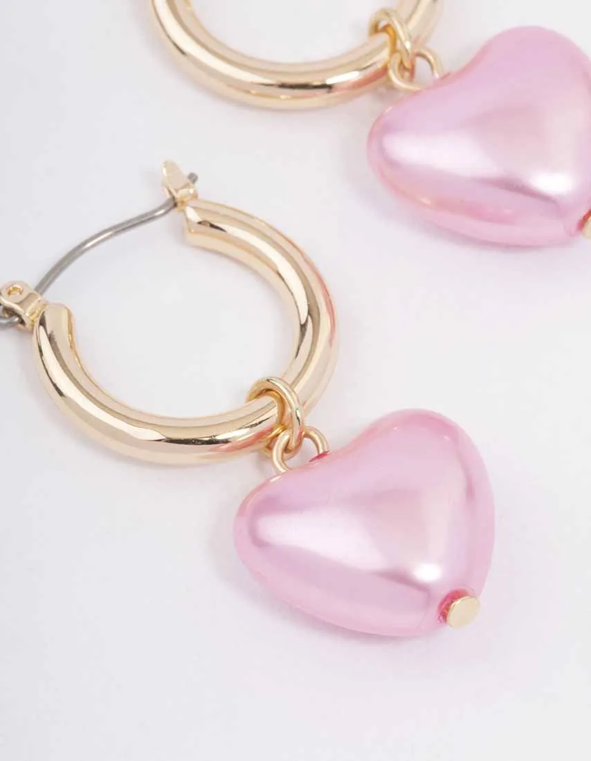 Gold Chrome Pink Heart Hoop Earrings sold by lovisa product image thumbnail 2