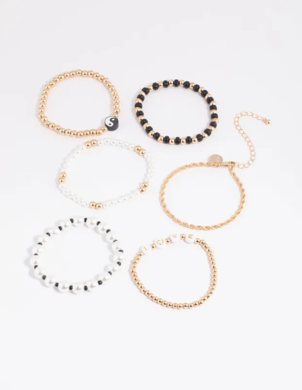 90s Pearl & Bead Bracelet 5-Pack sold by lovisa