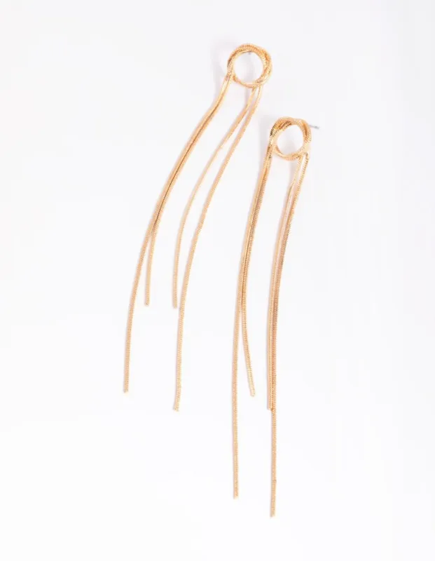 Gold Textured Loop Drop Earrings sold by lovisa