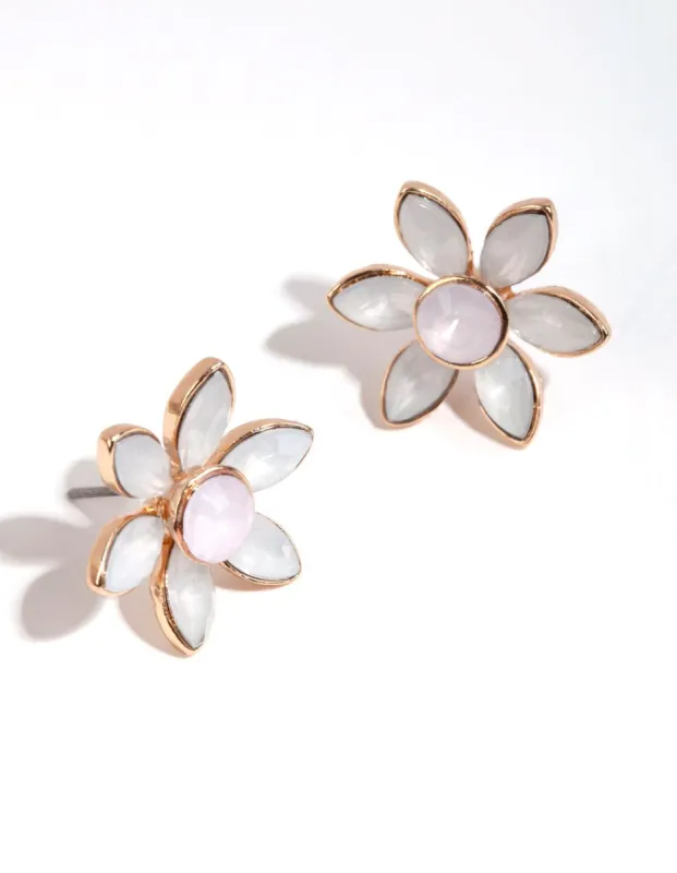 Pastel Diamante Flower Stud Earrings sold by lovisa