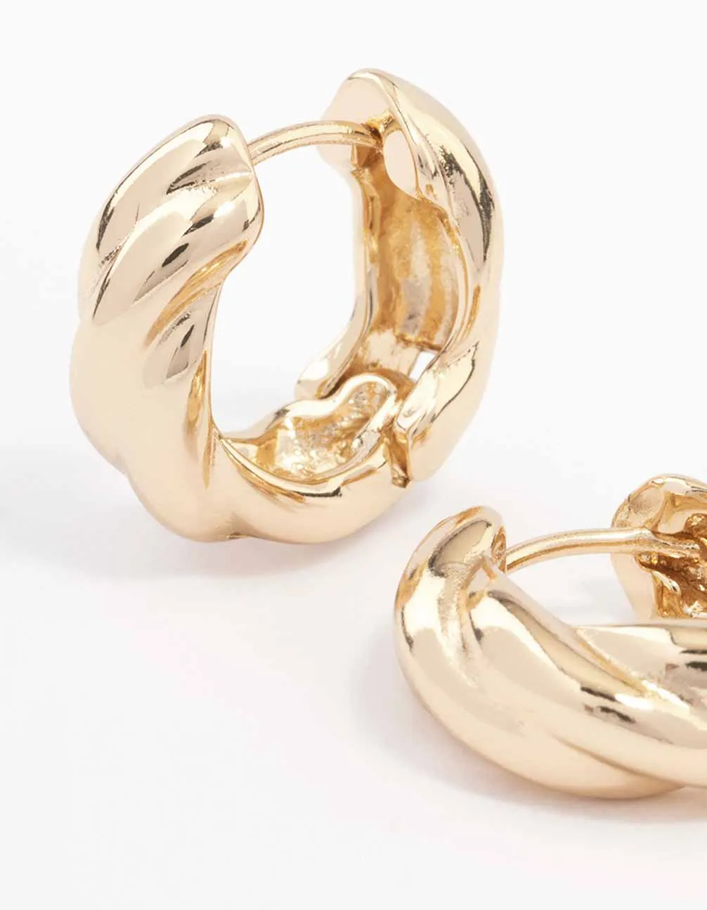 Gold Chunky Twisted Huggie Earrings sold by lovisa product image thumbnail 3