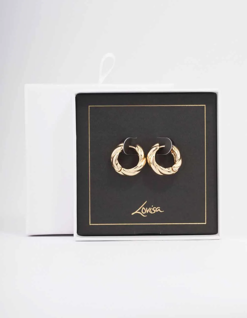 Gold Chunky Twisted Huggie Earrings sold by lovisa product image thumbnail 2