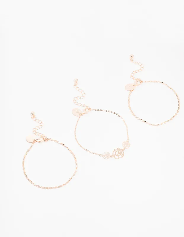 Rose Gold Bracelet 3-Pack sold by lovisa