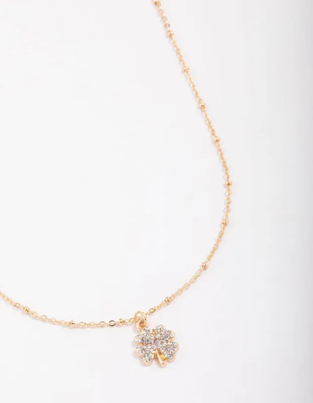 Gold Ball & Diamante Chain Necklace sold by lovisa