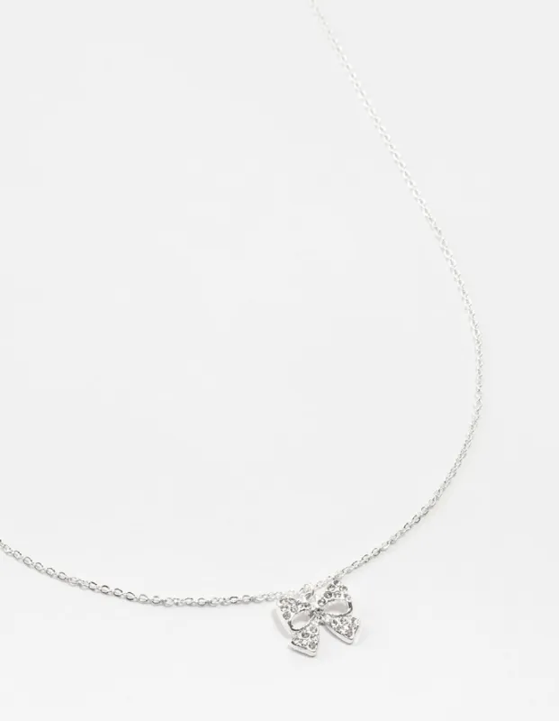 Silver Bling Bow Neckalce sold by lovisa