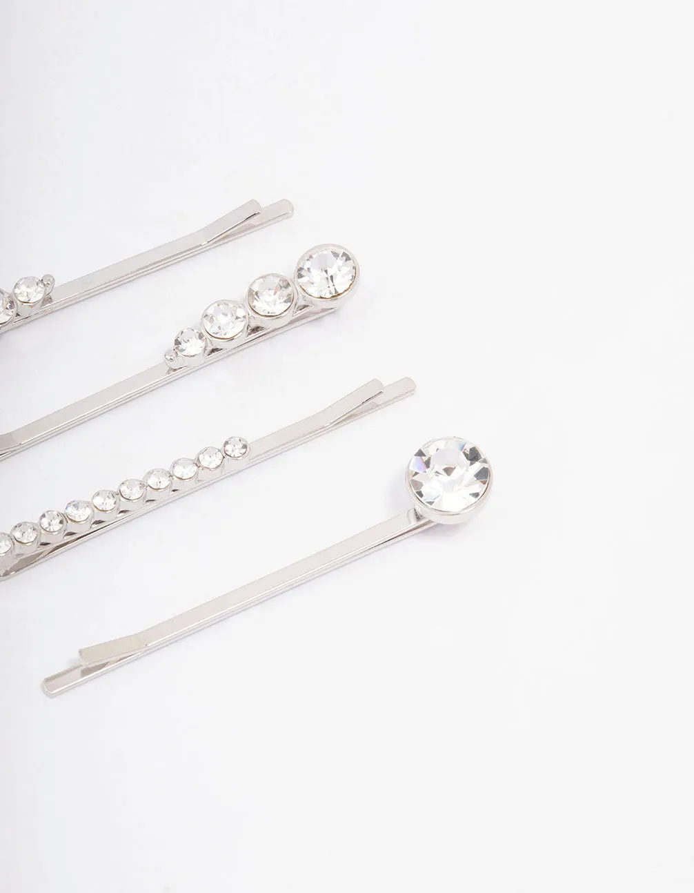 Rhodium Mixed Diamante Hair Clip 4-Pack sold by lovisa product image thumbnail 3