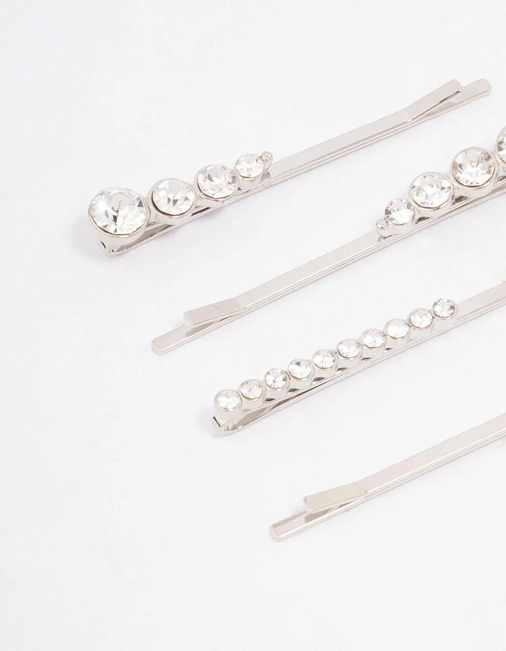 Rhodium Mixed Diamante Hair Clip 4-Pack sold by lovisa product image thumbnail 2