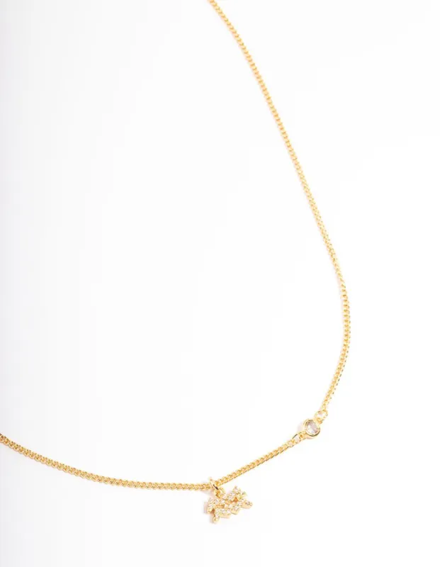 Gold Plated Aquarius Necklace with Cubic Zirconia Pendant sold by lovisa