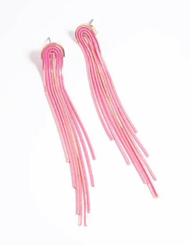 Pink Waterfall Chain Drop Earrings sold by lovisa