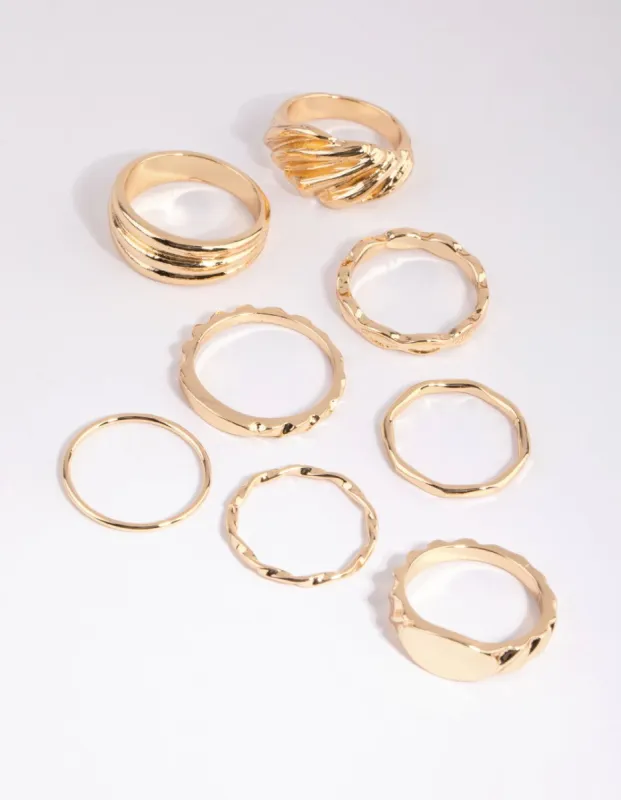 Gold Textured Ring Pack sold by lovisa