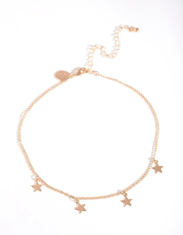 Gold Multi Star Choker sold by lovisa