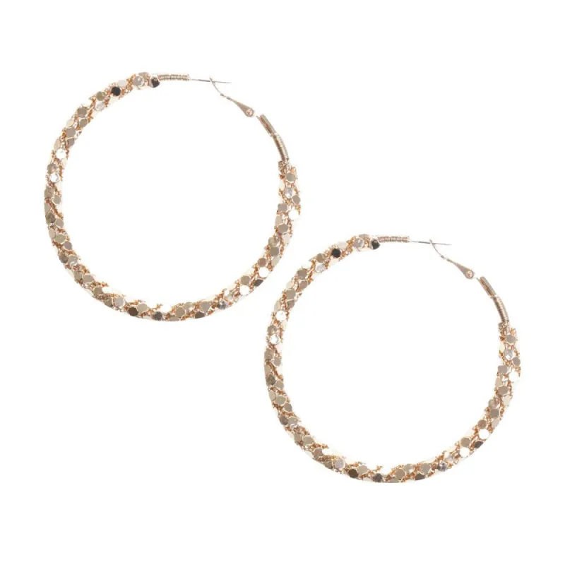 Gold Mesh Wrap Hoop Earrings sold by lovisa