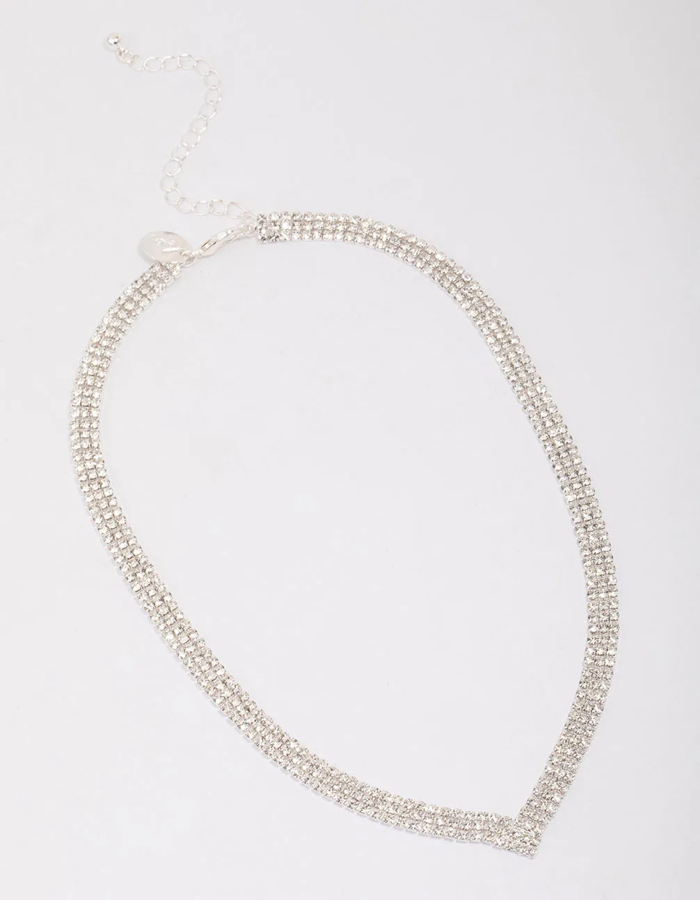 Silver Plated Thick V Neck Cubic Zirconia Necklace sold by lovisa product image thumbnail 2