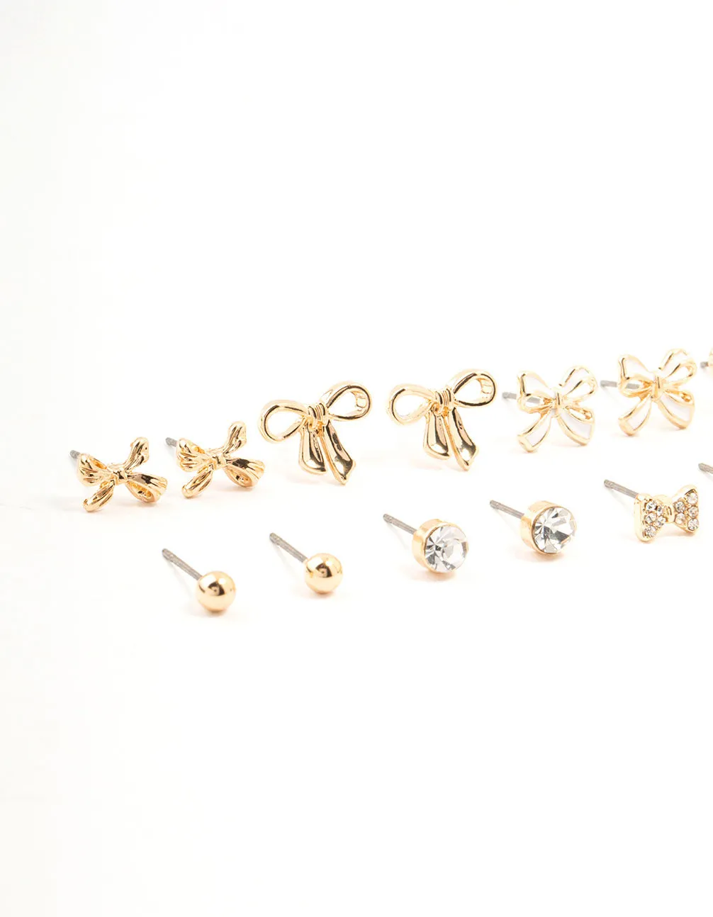 Gold Diamante Mixed Bow Earrings 8-Pack sold by lovisa product image thumbnail 2