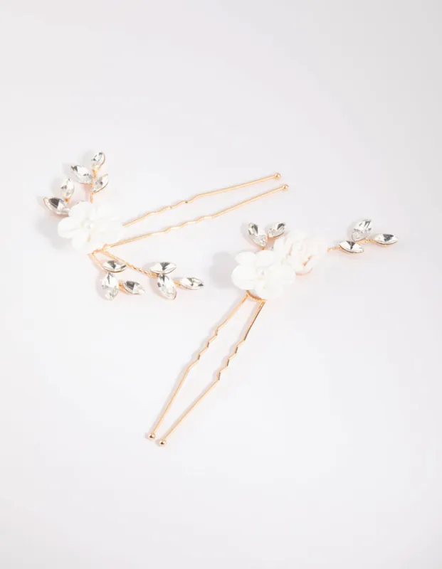 White Flower Hair Pin Pack sold by lovisa