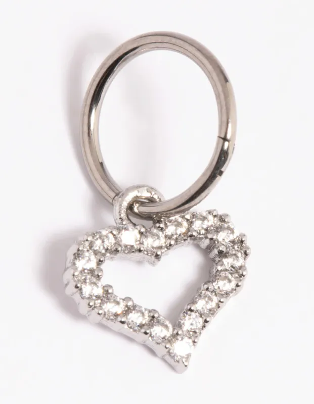 Titanium Pave Heart Clicker sold by lovisa