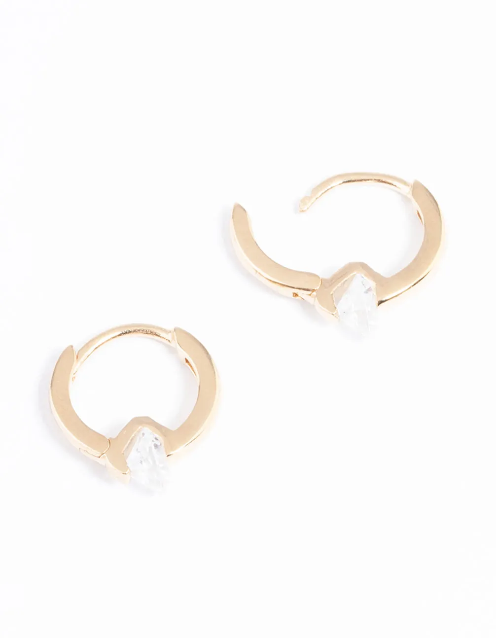 Gold Plated Sterling Silver Round Cubic Zirconia Charm Huggie Earrings sold by lovisa product image thumbnail 3