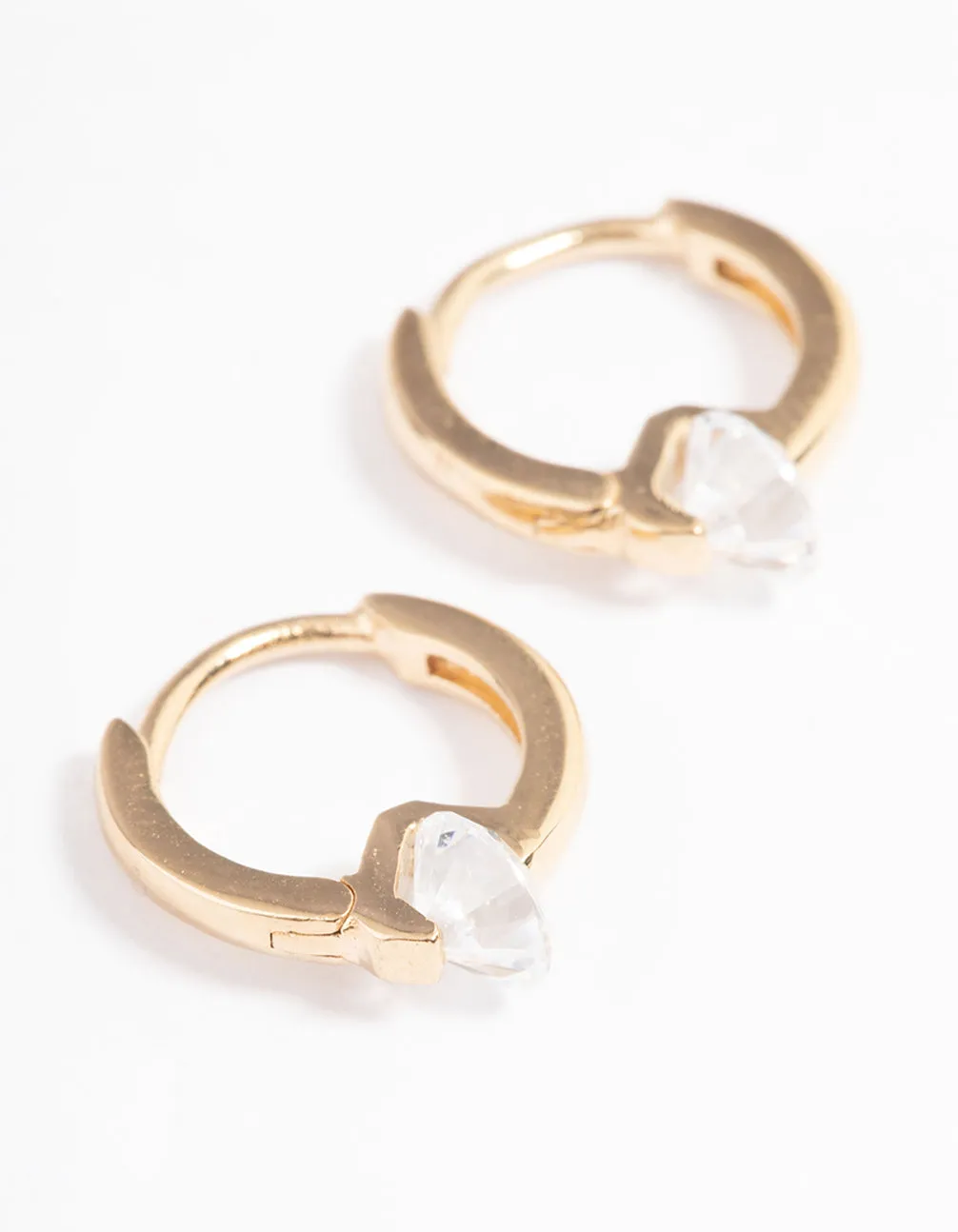 Gold Plated Sterling Silver Round Cubic Zirconia Charm Huggie Earrings sold by lovisa product image thumbnail 2