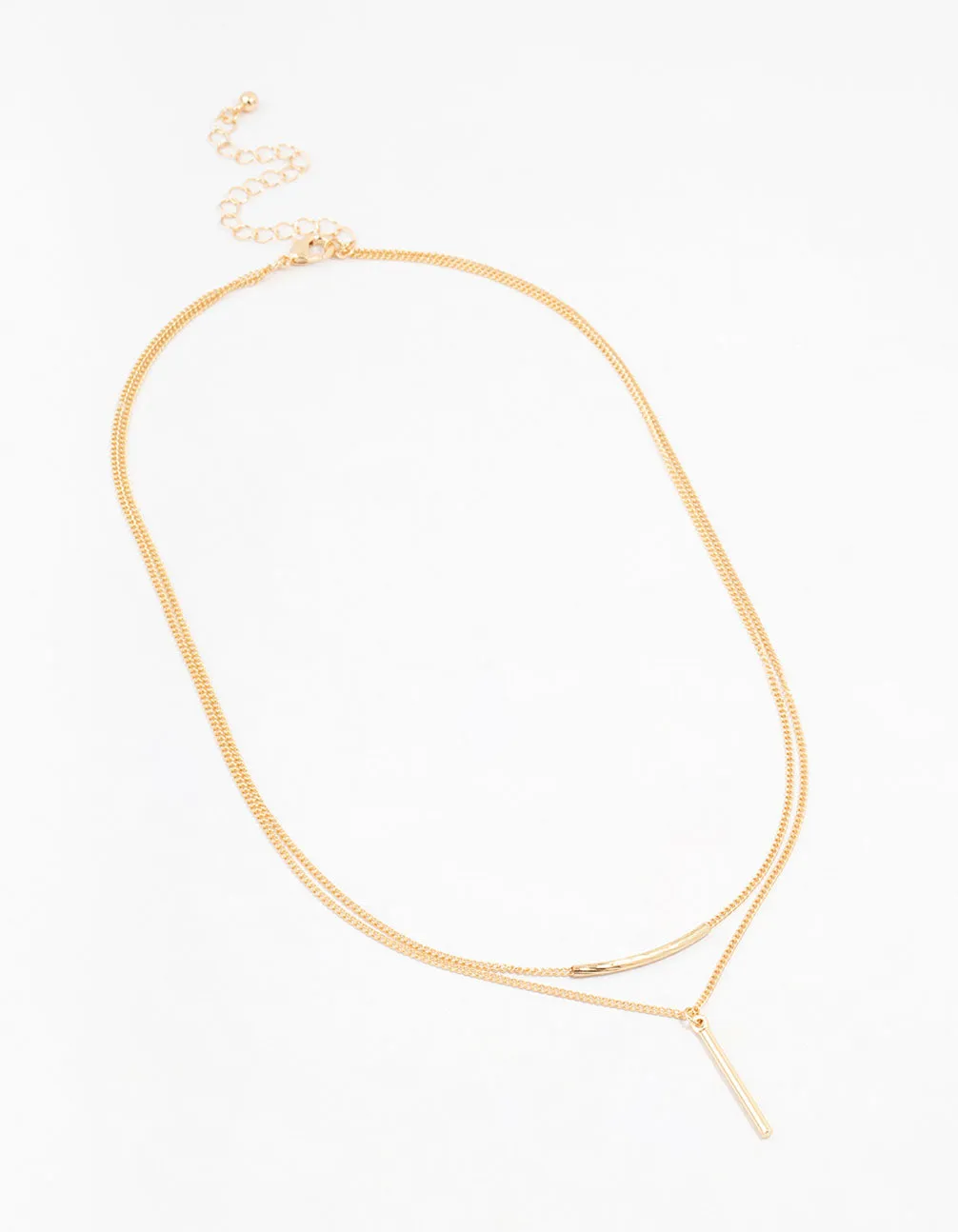 Gold Double Chain Bar Necklace sold by lovisa product image thumbnail 2