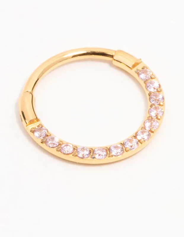 Gold Plated Surgical Steel Cubic Zirconia Clicker Earring 8MM sold by lovisa