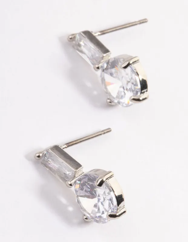 Silver Cubic Zirconia Straight Round Stud Earrings sold by lovisa
