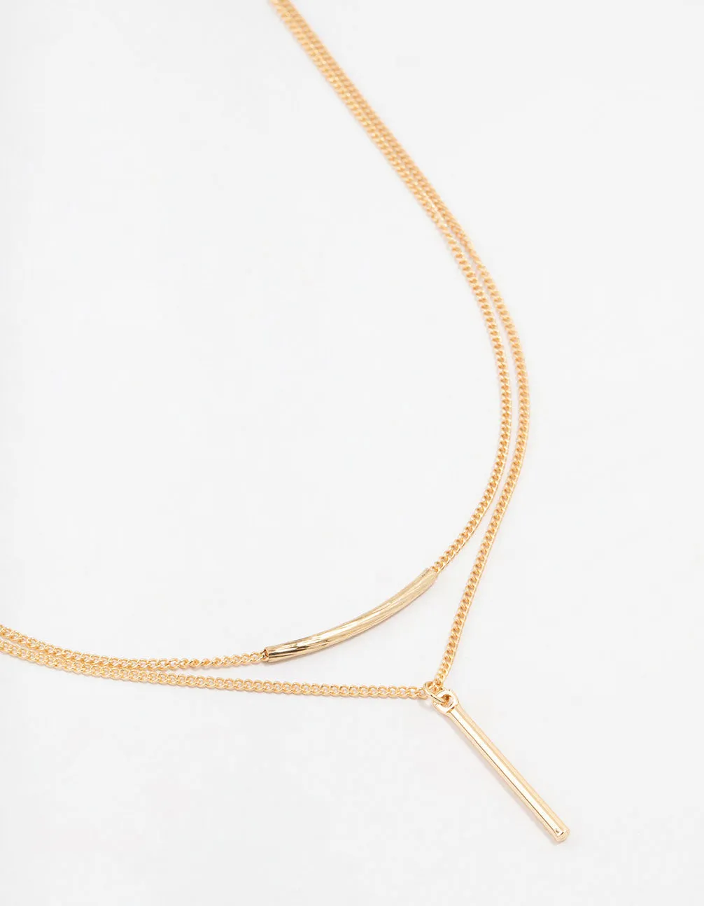 Gold Double Chain Bar Necklace sold by lovisa