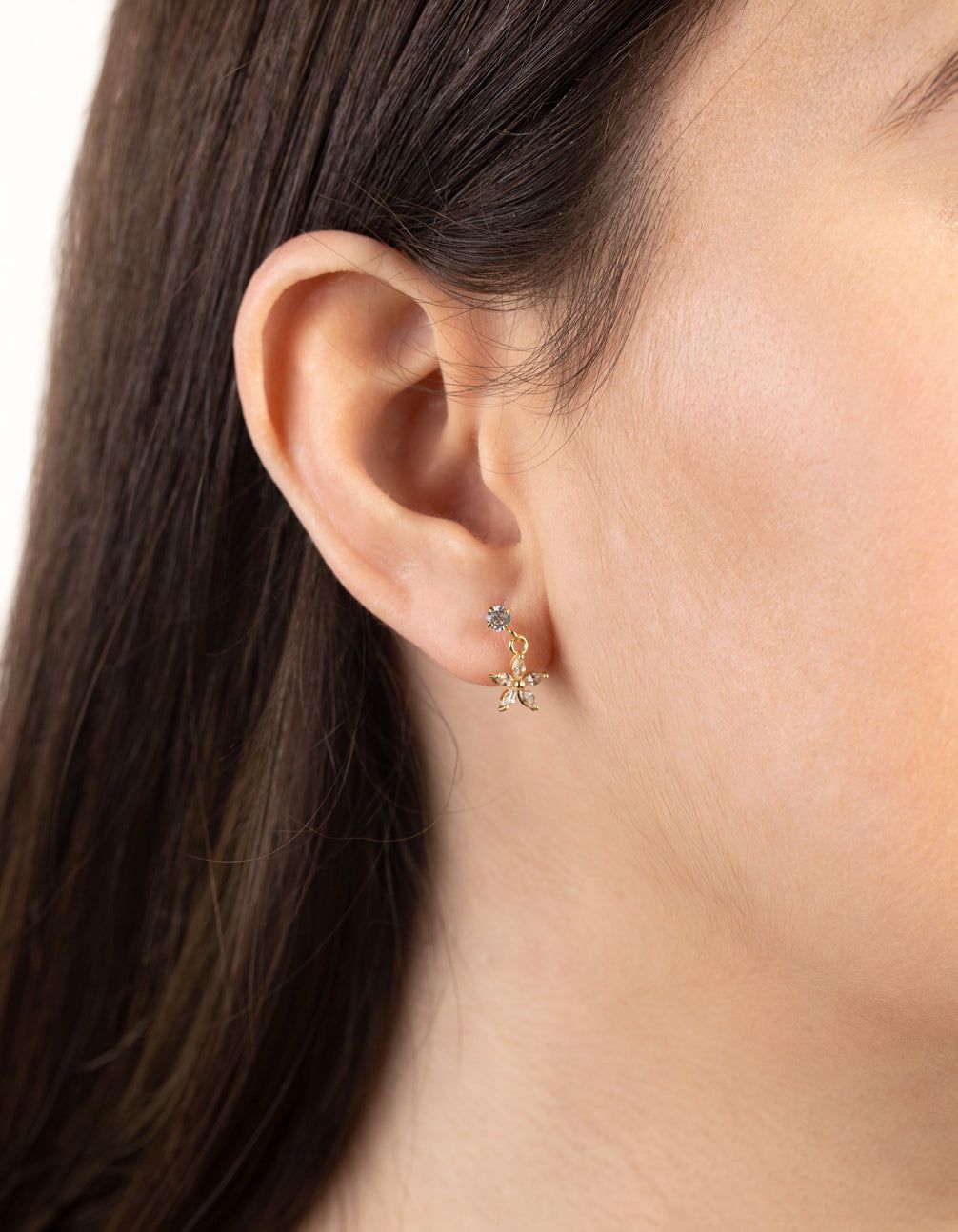 Gold Plated Surgical Steel Cubic Zirconia Flower Stud Earrings sold by lovisa product image thumbnail 2