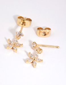 Gold Plated Surgical Steel Cubic Zirconia Flower Stud Earrings sold by lovisa