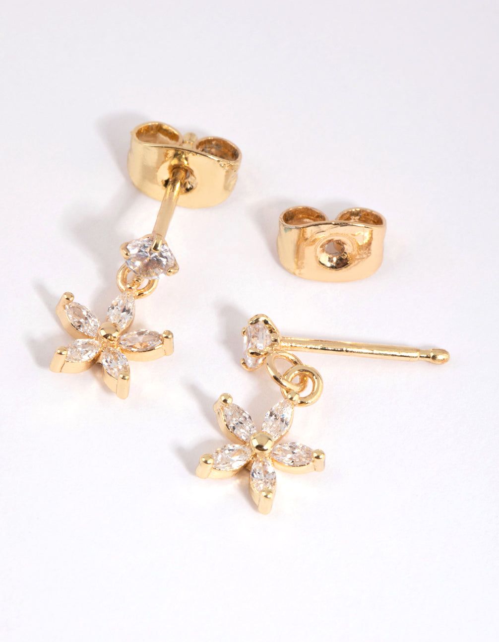 Gold Plated Surgical Steel Cubic Zirconia Flower Stud Earrings sold by lovisa product image thumbnail 3