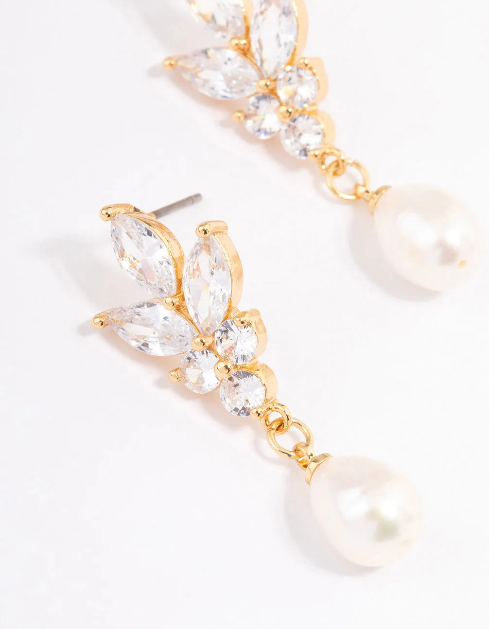 Gold Plated Cubic Zirconia Cluster Freshwater Pearl Drop Earrings sold by lovisa product image thumbnail 2