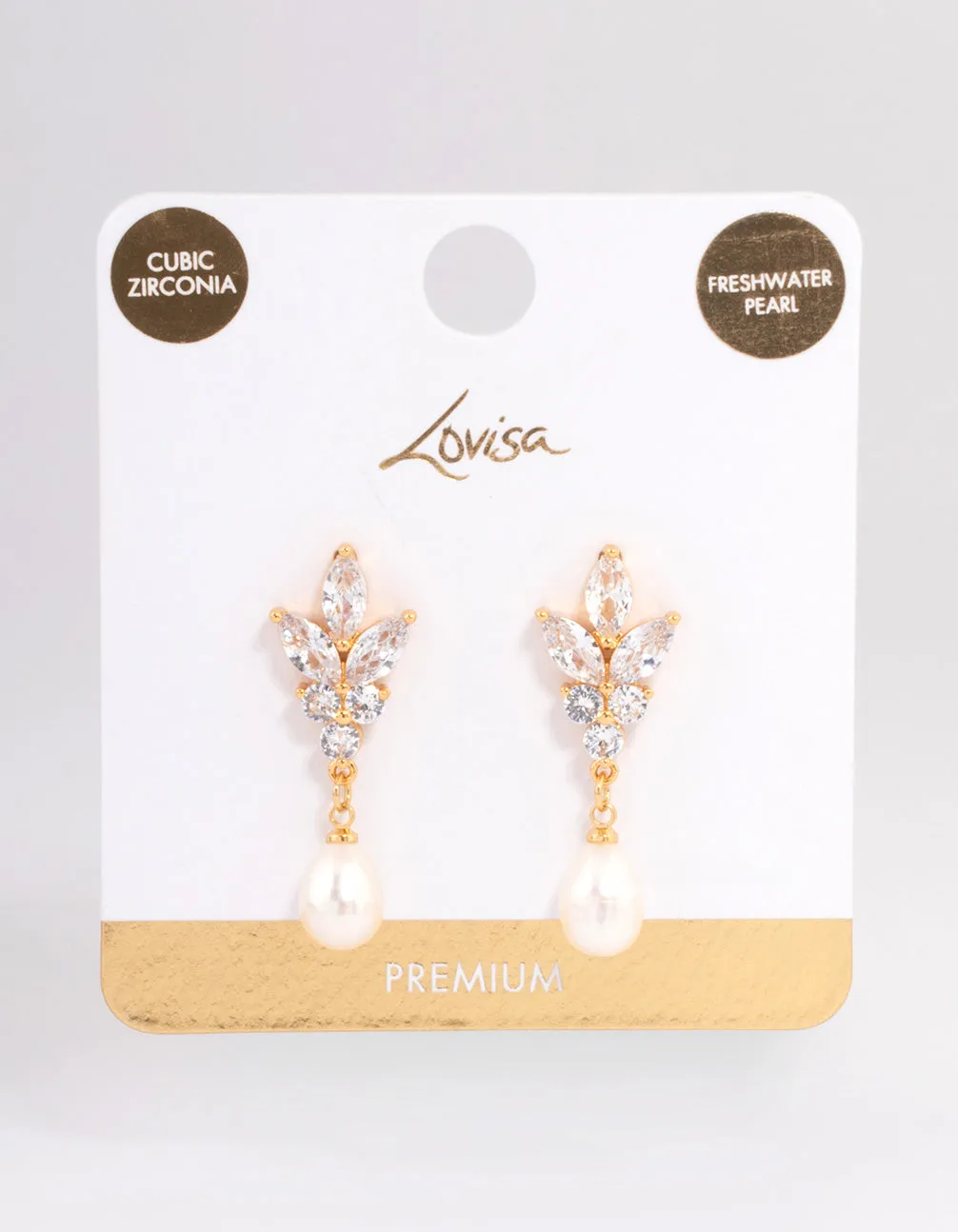 Gold Plated Cubic Zirconia Cluster Freshwater Pearl Drop Earrings sold by lovisa product image thumbnail 3