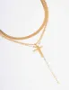 Waterproof Gold Plated Stainless Steel Multi Chain Cross Layered Necklace sold by lovisa