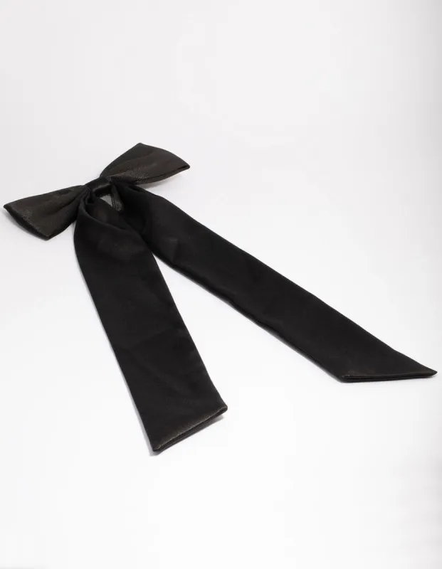 Black Fabric Relaxed Statement Hair Bow Clip sold by lovisa