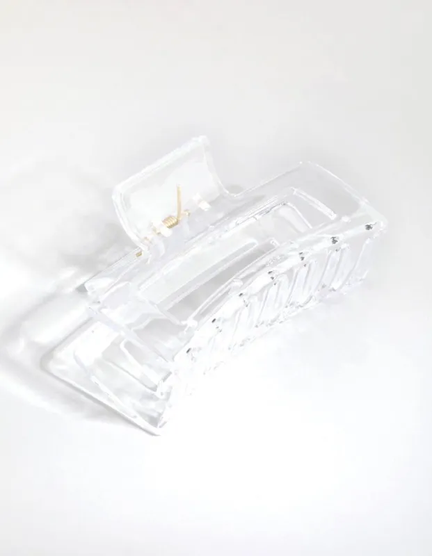 Large Rectangular Clear Hair Claw Clip sold by lovisa