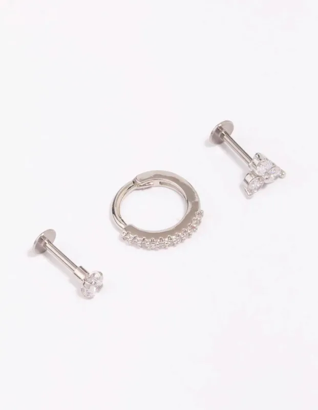 Surgical Steel Cubic Zirconia Cluster Earring 3-Pack sold by lovisa