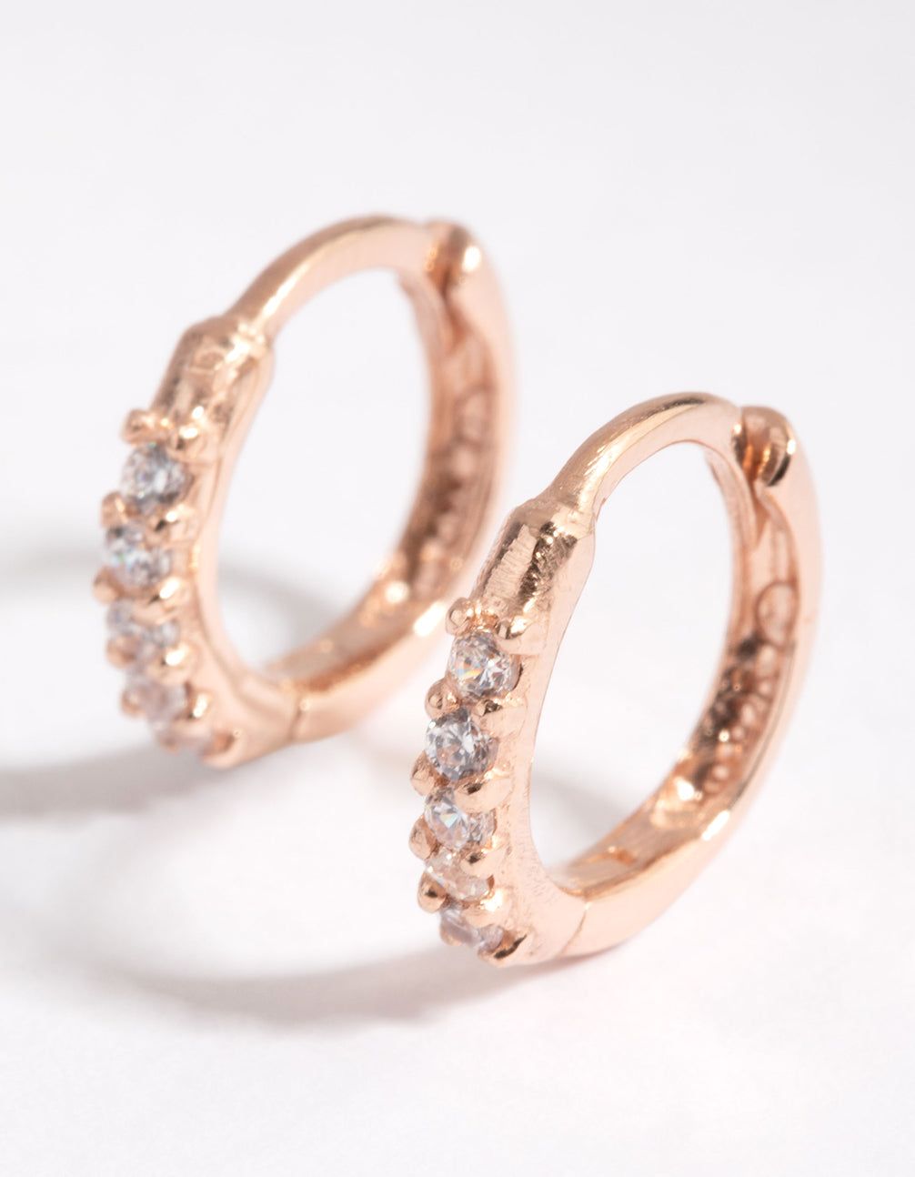 Rose Gold Plated Sterling Silver Cubic Zirconia Huggie Earrings sold by lovisa product image thumbnail 3