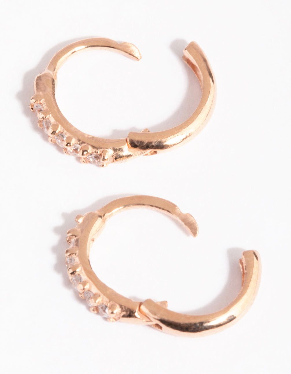 Rose Gold Plated Sterling Silver Cubic Zirconia Huggie Earrings sold by lovisa product image thumbnail 2
