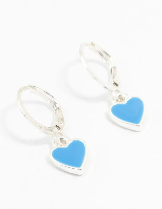 Silver Drop Heart Huggie Earrings sold by lovisa