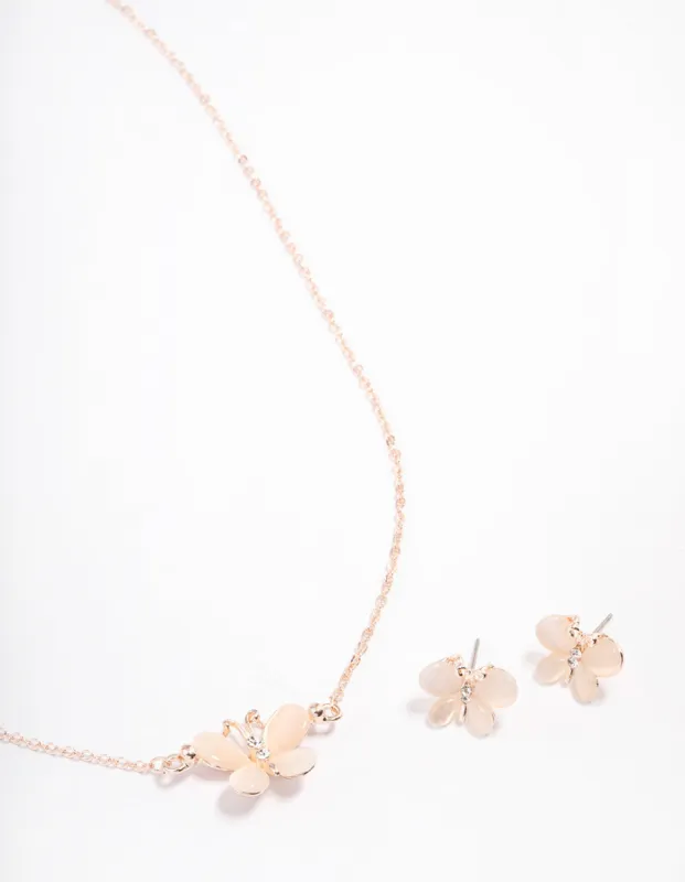 Rose Gold Cateye Butterfly Jewellery Set sold by lovisa